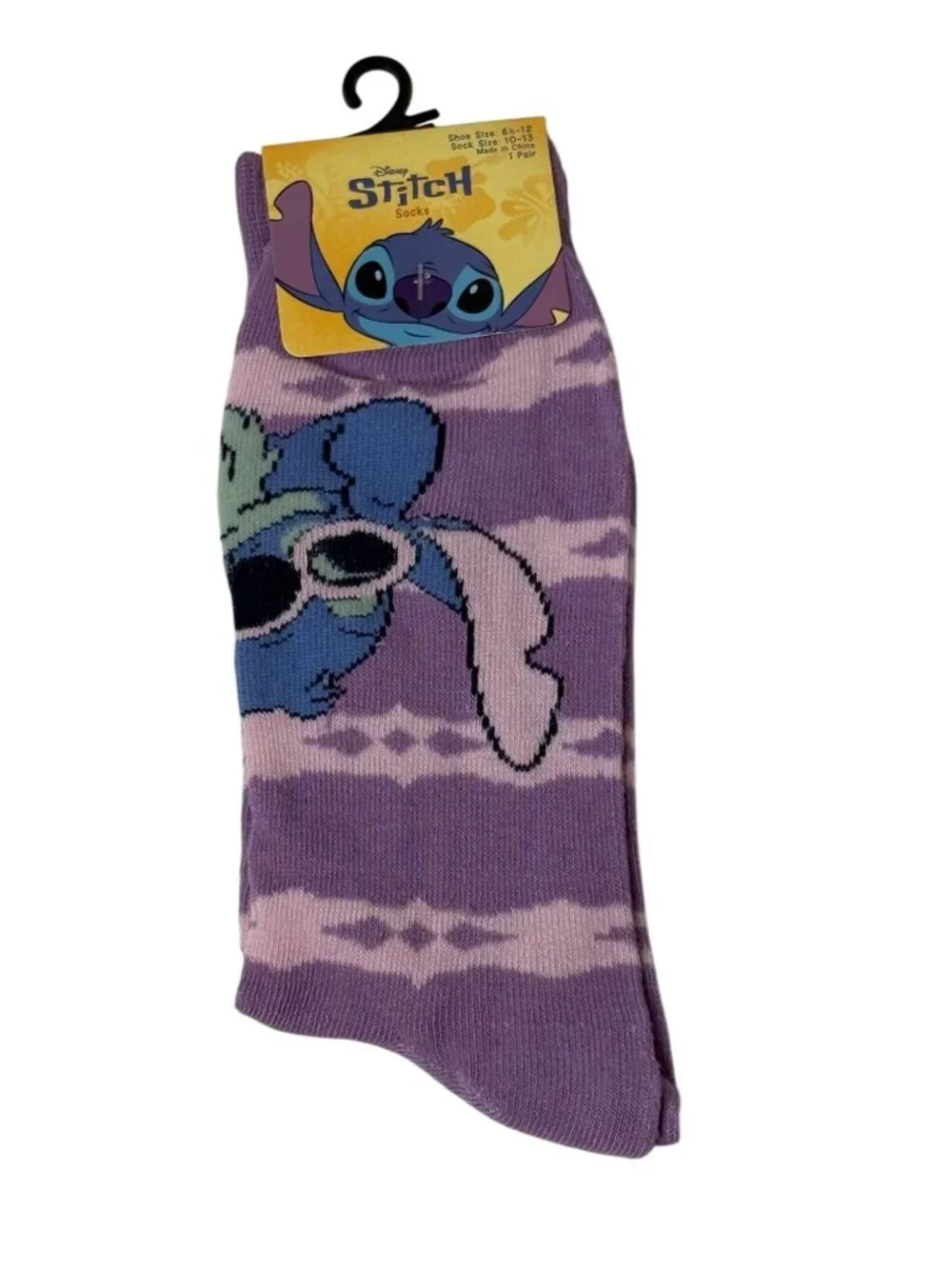 Disney Stitch Purple Crew Socks Adult NWT